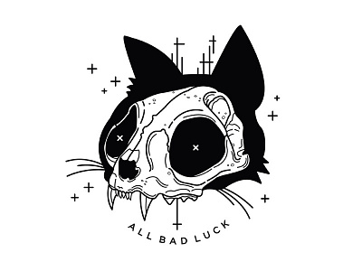 All Bad Luck. bad luck cat illustration skeleton skull spooky