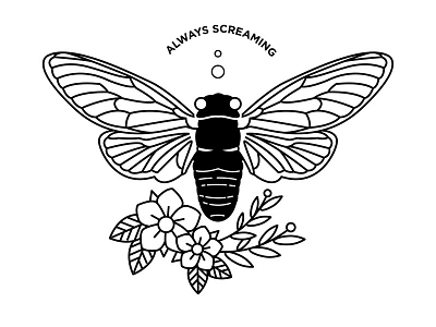 Cicada. bug cicada design flowers gross illustration screaming summer tattoo