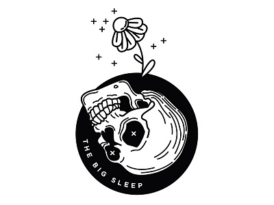 The Big Sleep bones death flower illustration skeleton skull sleep sleepy spooky tattoo tired