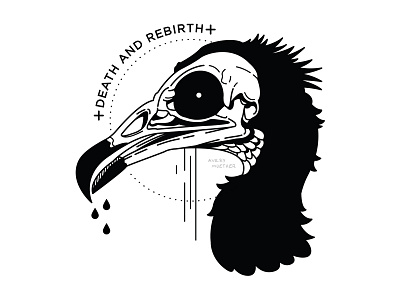 Death and Rebirth. bird death illustration skull tattoo vulture