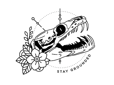 Stay Grounded bones flower illustration python reptile skull snake spirit animal tattoo