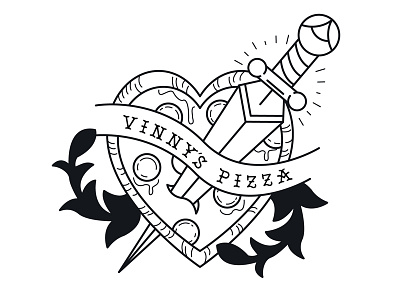 Vinny's Pizza Pie. illustration knife pizza rebound tattoo vinnys pizza