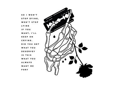 Way Down. bone bones emo flower hand illustration lyrics my chemical romance razor blade tattoo