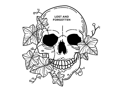 Lost and Forgotten. bone forgotten illustration ivy lost plants skull tattoo