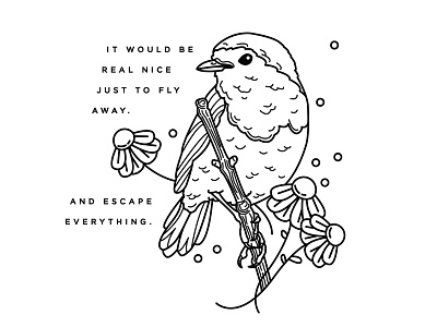 Broken Wing alkaline trio bird broken wing flowers illustration lyrics tattoo vector