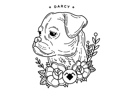 Darcy. cute pup dog flowers illustration pug pup tattoo twin peaks