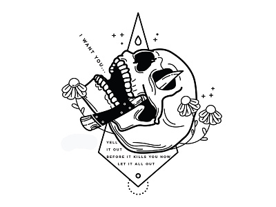 Jawbreaker. flowers illustration jawbreaker knife punk skull tattoo