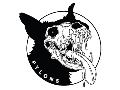 Pylons. dog german shepard illustration skull spooky tattoo zombie dog