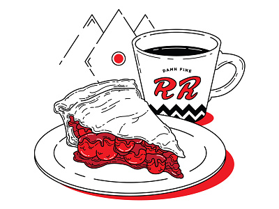 Double R Diner. cherry pie coffee david lynch double r diner food illustration mug pie twin peaks