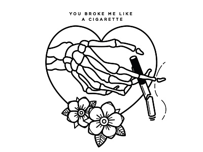 Bleeder. alkaline trio cigarette heart heartbreaker illustration linework lyrics punk rock tattoo