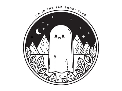Sad Ghost Club. blackwork cute depression fanart ghost illustration mental illness sad ghost club