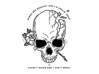 Goodbye Honolulu. bones broken dark art flowers goodbye honolulu illustration lyrics skull tattoo