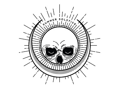 Summer. blackwork geometric illustration light skull summer summer solstice sun tattoo