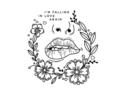 Joyce Manor. blackwork flowers illustration line work lips love tattoo