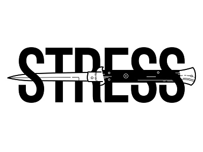 Stress. illustration knife stress switchblade tattoo text