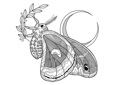 Blood Moth. blood moon bug illustration moon moth night spooky tattoo
