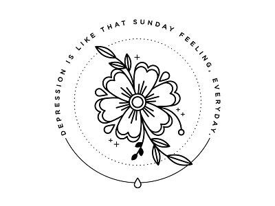 Sad! black work depression flower illustration line work mental health tattoo