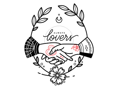 Lovers. blackwork flowers hands handshake illustration linework love lovers tattoo