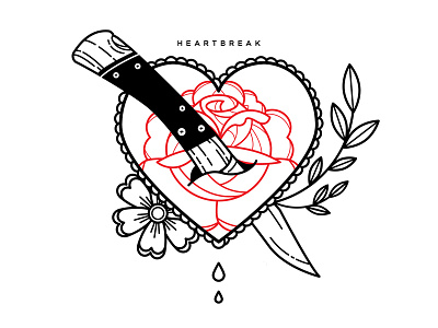 Heartbreak. black work blackwork design flowers heart heart icon heartbreak illustration line work linework love tattoo