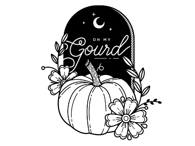 Gourd. black and white blackwork design flowers flowers illustration halloween linework pumpkin pumpkin spice pun spooky tattoo