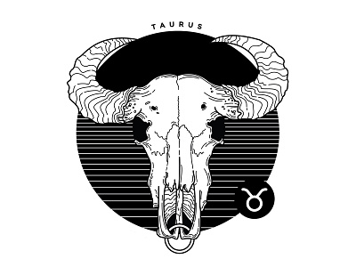 Taurus black work blackwork bull design illustration skull tattoo taurus typography zodiac zodiac signs