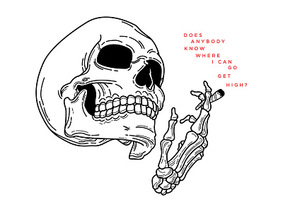 High. blackwork high illustration linework skeleton skull smoking spooky tattoo