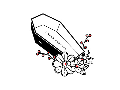 Closure. coffin dark art digital flowers illustration illustrator line work logo design punk rock pup pup the band spooky