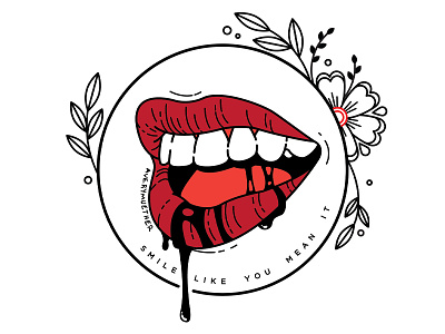Smile. black work dark art design flowers illustration lips smile smile like you mean it tattoo teeth the killers