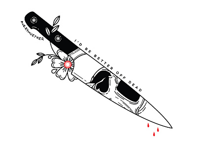Knife. blackwork bones illustration line work linework lyrics punk pup skeleton skull spooky tattoo