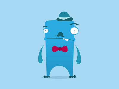 Dandy Fret blue branding character illustration