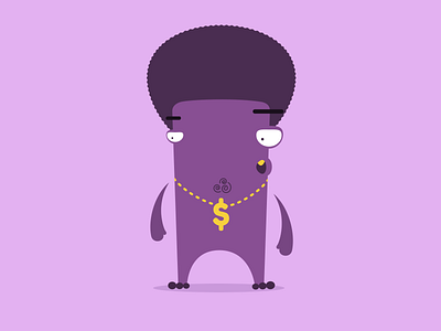 Groovy Fret branding character illustration purple