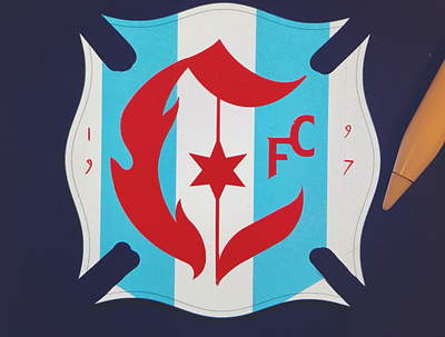 Chicago Fire Logo Concept 1/x badge branding crest lettering logo monogram soccer sports design wip