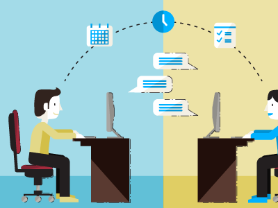 Working with Remote Teams flat icons illustration remote vector work