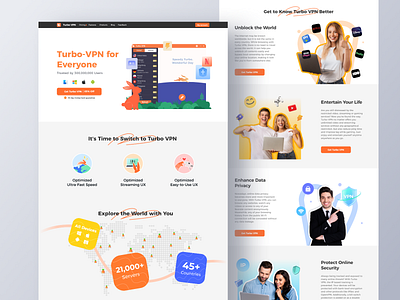 Turbo VPN Official Website branding design illustration typography ui 网页