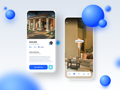 Real Estate app Concept 360 degree 360 view android app ios real estate ui ux