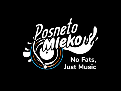 "Posneto Mleko" - Music + Milk + Splash band black black and white dark gramophone logo milk retro splash