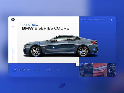 Customize car | website 8 app blue blue and white bmw car clean coupe creative customize design landing page series ui ux web website