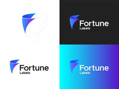 F Logo - Fortune Labels Logo Proposal abstract alphabet blue branding clean ellipses f flat gradient identity labels logo mark monogram purple vector wrap