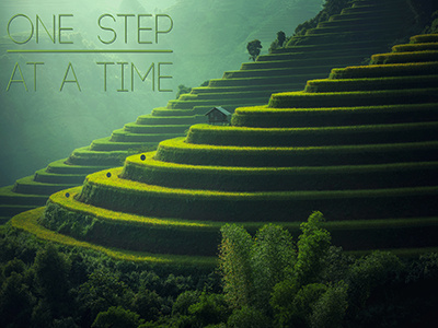 One step at a time graphic design inspirational poster