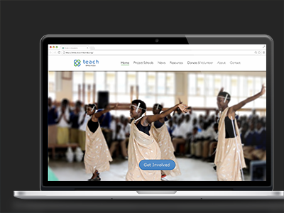 Teach Rwanda Landing Page education gill sans landing page nonprofit teachers verdana