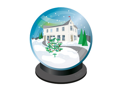 Merry Christmas from the headquarters illustration snow globe