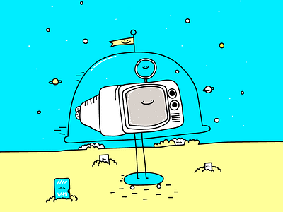 HD Not Quite Ready astronaut hd tv porky roebuck skateboard space surreal telly tv universe