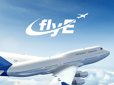 FlyE Logo Design airline brand clouds fly jet logo mark plane sky travel wings