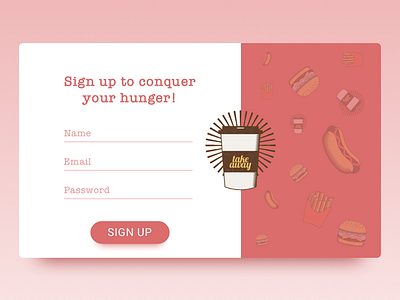 Sign Up Interface drinks food illustration responsive sketch uiux