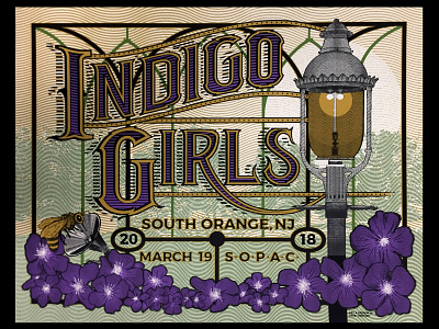 Indigo Girls – S. Orange Performing Arts Center Print gigposter hand lettering illustration screenprint typography