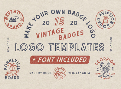 15 Vintage Badge Templates badge design branding design design for sale handdrawn illustration logo template t shirt design typography vector vintage vintage badge vintage design