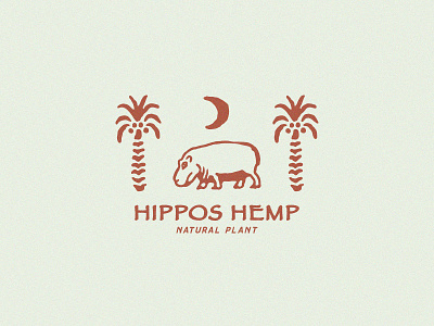 Hippos Hemp badge design branding design for sale handdrawn illustration t shirt design vector vintage vintage badge vintage design