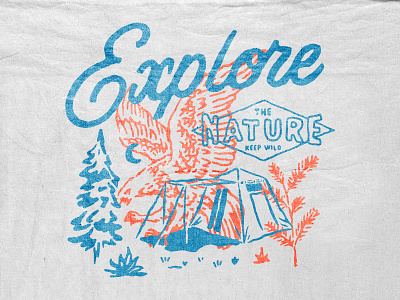 Explore badge design branding camp eagle explore illustration vintage