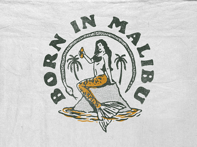 Malibu badge design branding illustration malibu siren t shirt design vintage