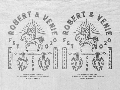 Robert & Venie badge design branding design for sale illustration old t shirt design vintage vintage design